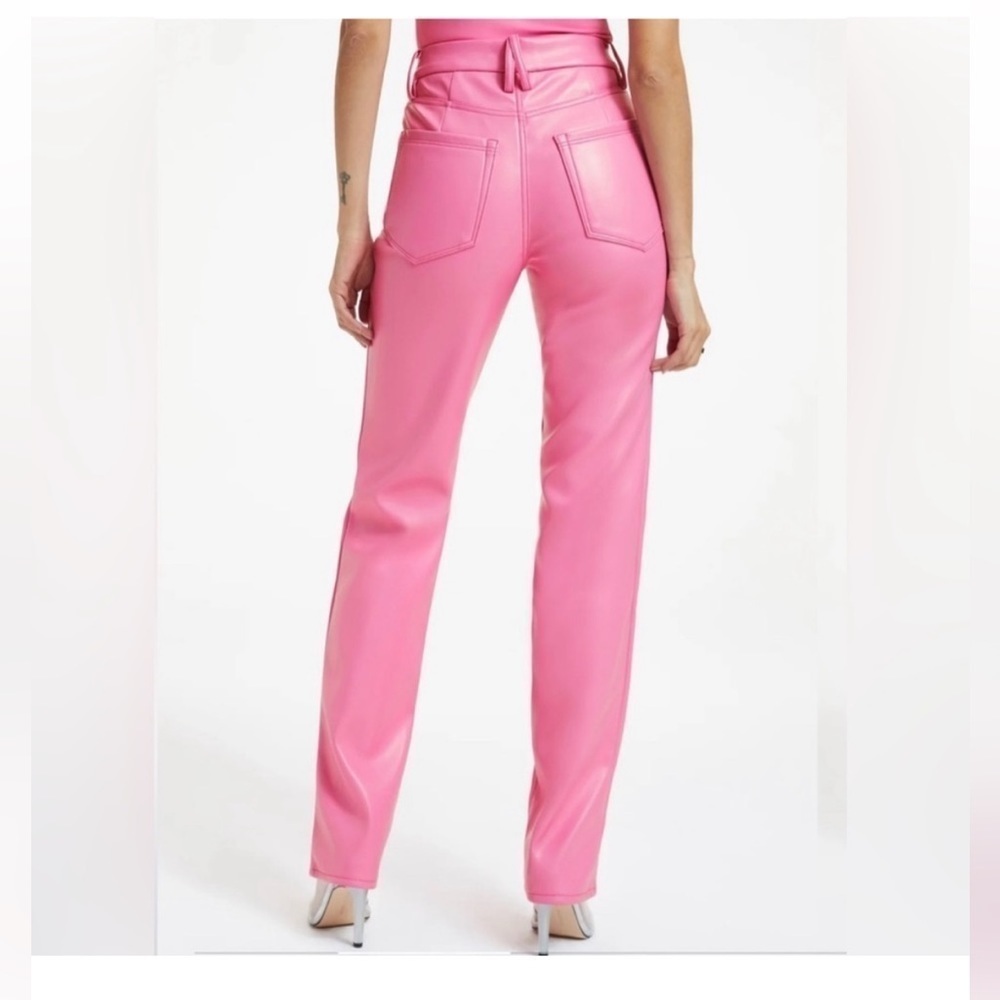 Good American Good Icon Faux Leather Pants💕SOLD OUT💕Barbie Core Pink Size 4/27 - Picture 5 of 12